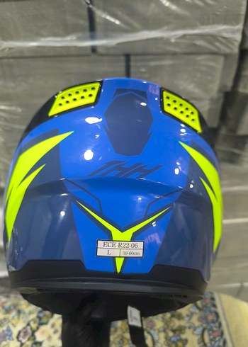 Mavi Renkli Desenli Biker Kask - Görsel 4