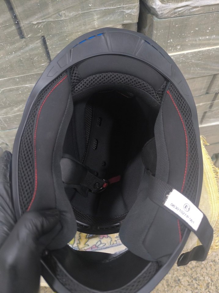 Mavi Renkli Desenli Biker Kask - Görsel 3