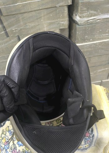 Beyaz Baskılı Biker Kask - Görsel 2