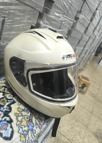 Beyaz Baskılı Biker Kask - Görsel 5
