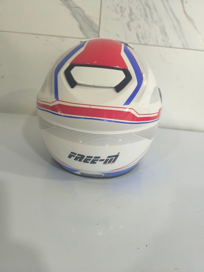 Renkli Desenli Beyaz Motosiklet Kaskı Velcro - Görsel 5