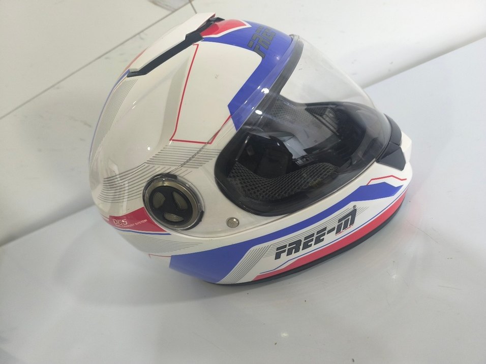 Renkli Desenli Beyaz Motosiklet Kaskı Velcro - Görsel 3