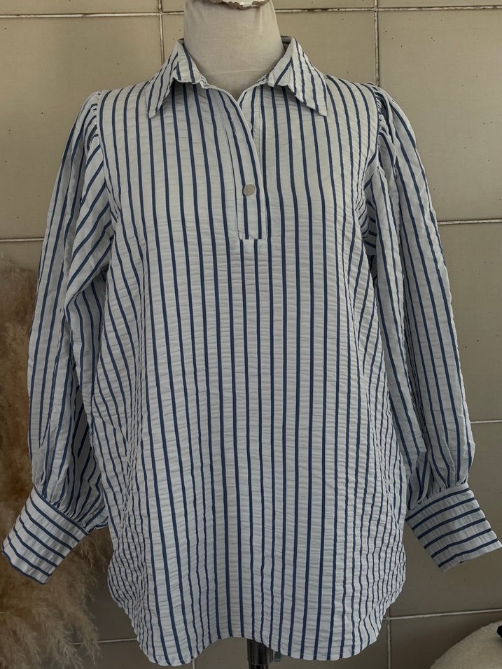 Çizgili Bohem Kadın  Gömlek - Görsel 3