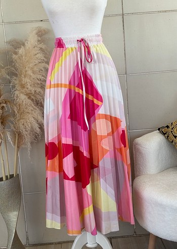 Pembe Pilili Uzun Bağcıklı Etek - Görsel 5