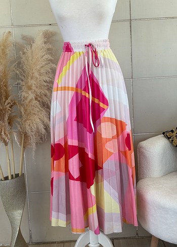 Pembe Pilili Uzun Bağcıklı Etek - Görsel 2