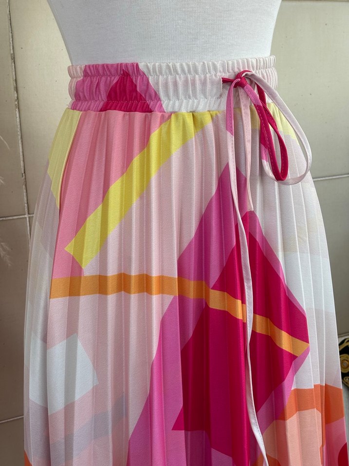 Pembe Pilili Uzun Bağcıklı Etek - Görsel 3