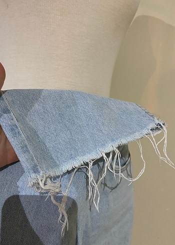 Mavi Rahat Kesim Midi Kot Pantolon - Görsel 3