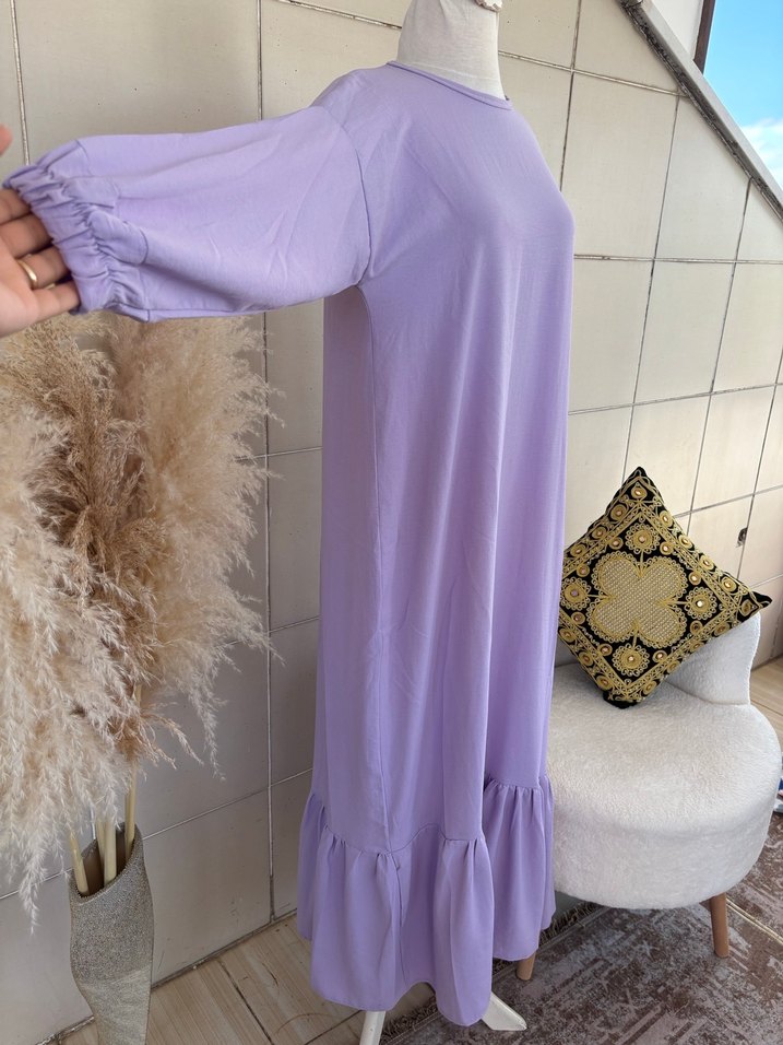 Mor Uzun Kollu Salaş Elbise - Görsel 2