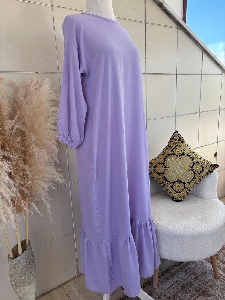 Mor Uzun Kollu Salaş Elbise - Görsel 3