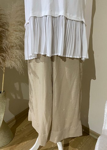 Bej Uzun Kollu Keten Kadın Kimono - Görsel 6