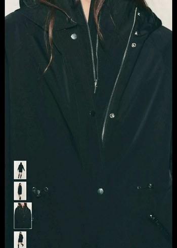 Siyah Deri Midi Kadın Yağmurluk - Görsel 5