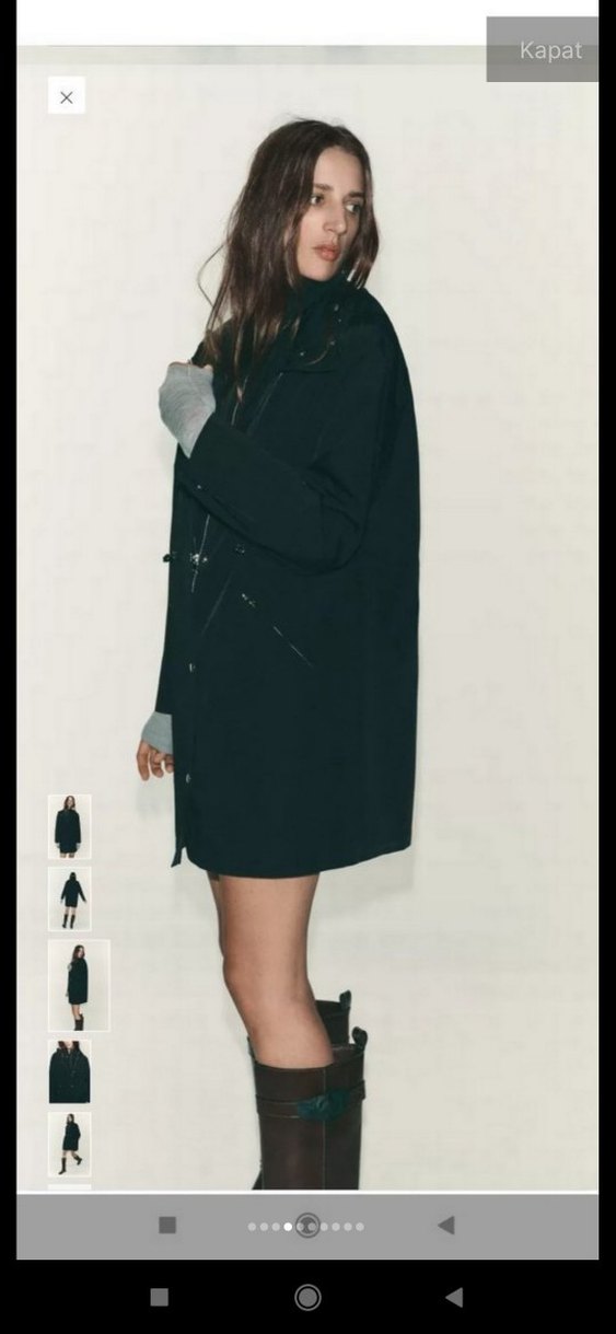 Siyah Deri Midi Kadın Yağmurluk - Görsel 4