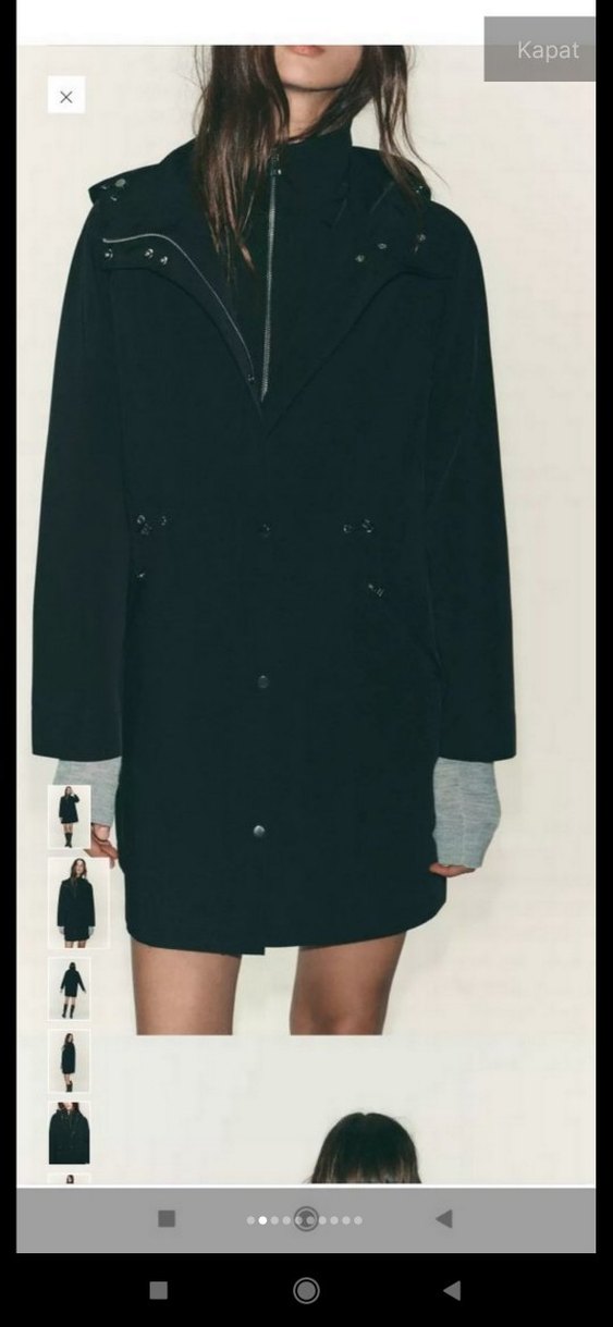 Siyah Deri Midi Kadın Yağmurluk - Görsel 2