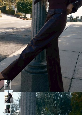 Deri Parlak Yılan Desenli Kadın Pantolon - Görsel 4