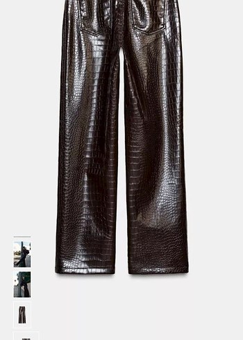 Deri Parlak Yılan Desenli Kadın Pantolon - Görsel 2
