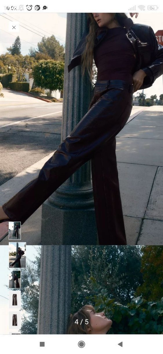 Deri Parlak Yılan Desenli Kadın Pantolon - Görsel 4