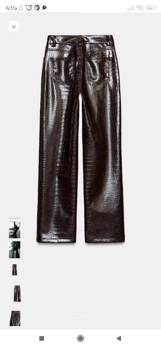 Deri Parlak Yılan Desenli Kadın Pantolon - Görsel 2