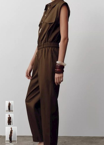 Kahverengi Kemerli Kadın Tulum - Görsel 3