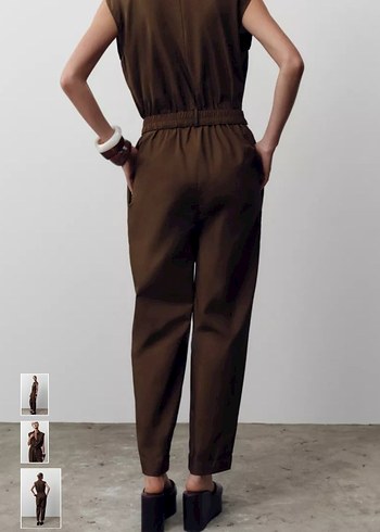 Kahverengi Kemerli Kadın Tulum - Görsel 5