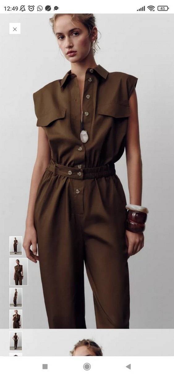 Kahverengi Kemerli Kadın Tulum - Görsel 2