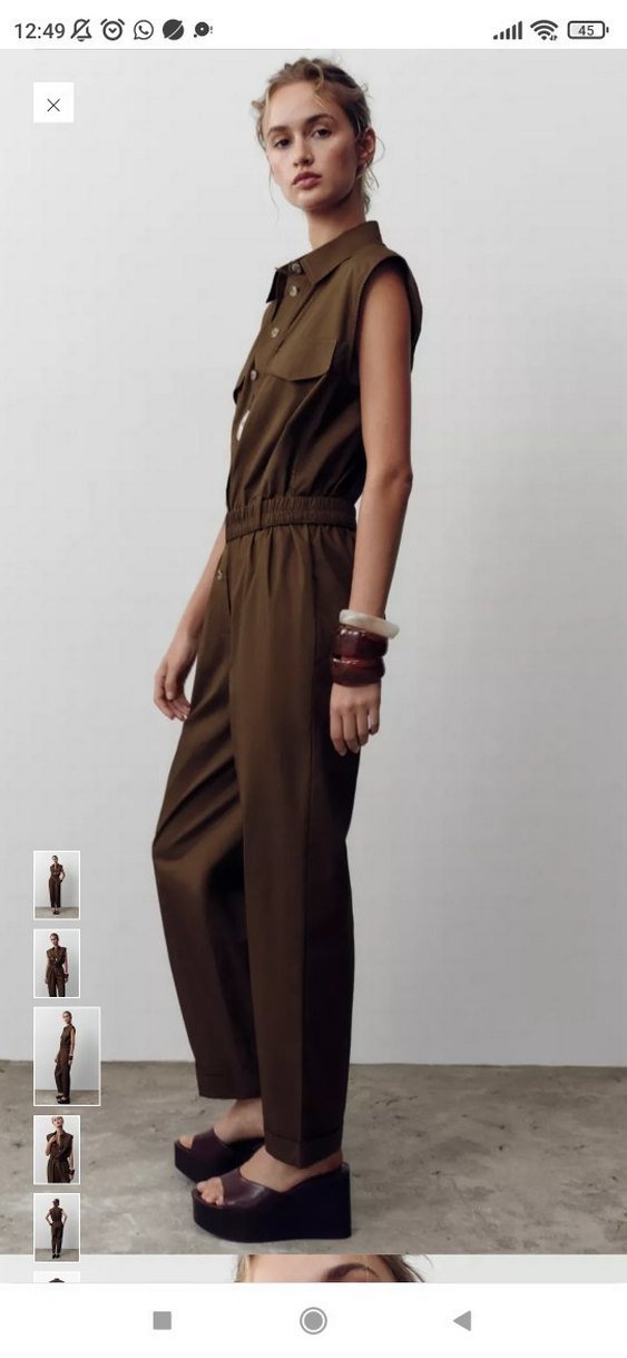 Kahverengi Kemerli Kadın Tulum - Görsel 3