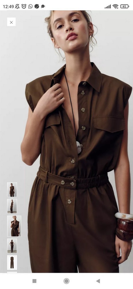 Kahverengi Kemerli Kadın Tulum - Görsel 4