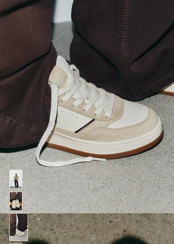 Beyaz Gri Süet Bağcıklı Stiletto Topuklu Spor Ayakkabı - Görsel 2