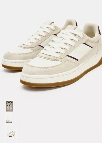 Beyaz Gri Süet Bağcıklı Stiletto Topuklu Spor Ayakkabı - Görsel 5