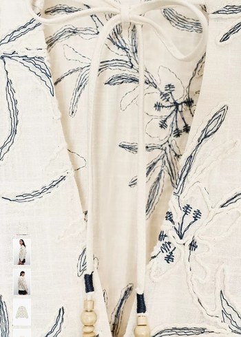 Nakışlı Bohem Düğmeli V Yakalı Kadın Bluz - Görsel 7