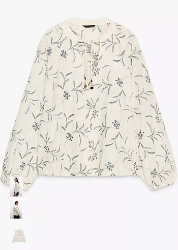 Nakışlı Bohem Düğmeli V Yakalı Kadın Bluz - Görsel 5