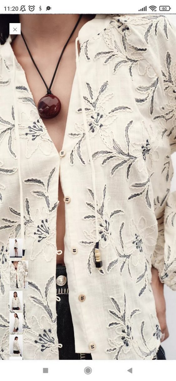 Nakışlı Bohem Düğmeli V Yakalı Kadın Bluz - Görsel 2