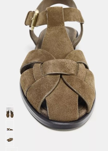 Kahverengi Süet Tokalı Kadın Sandalet - Görsel 2