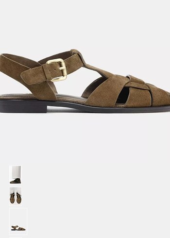 Kahverengi Süet Tokalı Kadın Sandalet - Görsel 3