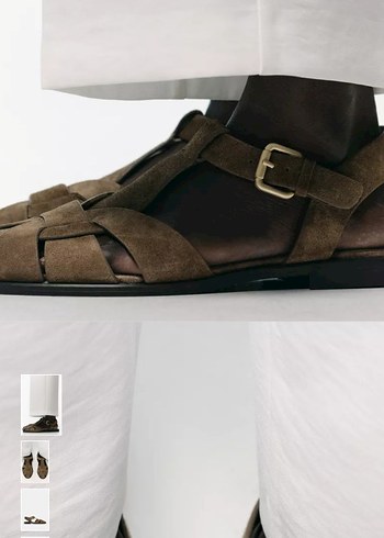 Kahverengi Süet Tokalı Kadın Sandalet - Görsel 6