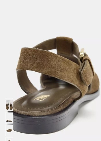 Kahverengi Süet Tokalı Kadın Sandalet - Görsel 4