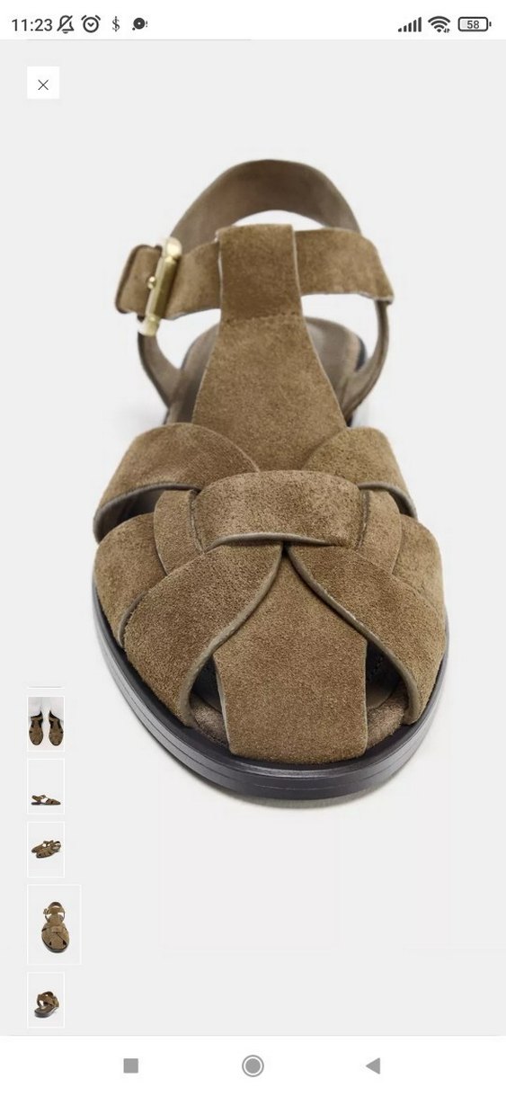 Kahverengi Süet Tokalı Kadın Sandalet - Görsel 2