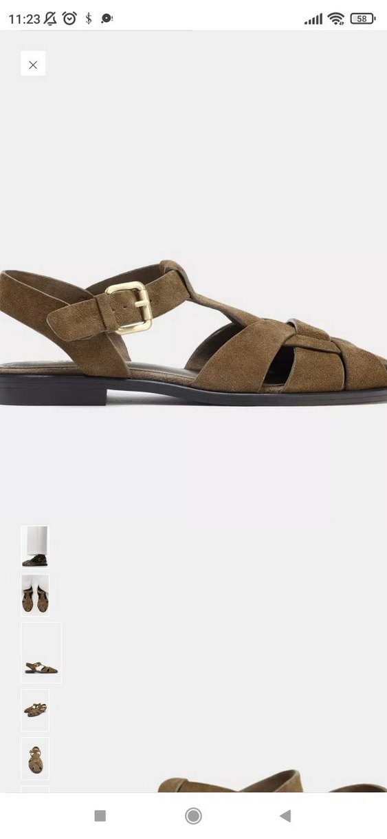 Kahverengi Süet Tokalı Kadın Sandalet - Görsel 3