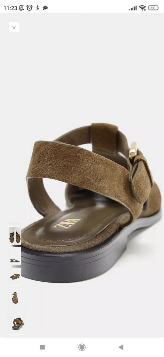 Kahverengi Süet Tokalı Kadın Sandalet - Görsel 4