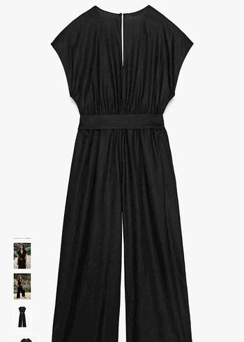 Siyah V Yaka Kemerli Kadın Tulum - Görsel 9