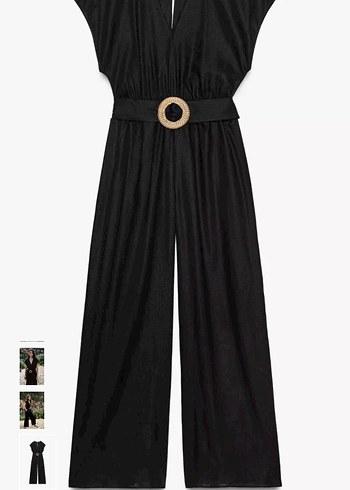 Siyah V Yaka Kemerli Kadın Tulum - Görsel 8