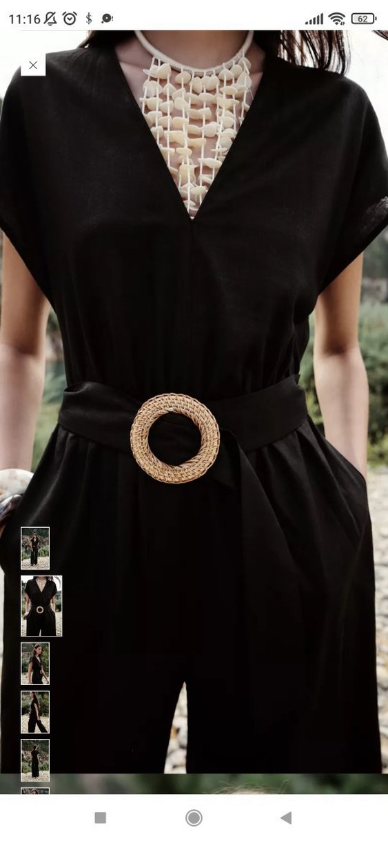 Siyah V Yaka Kemerli Kadın Tulum - Görsel 2