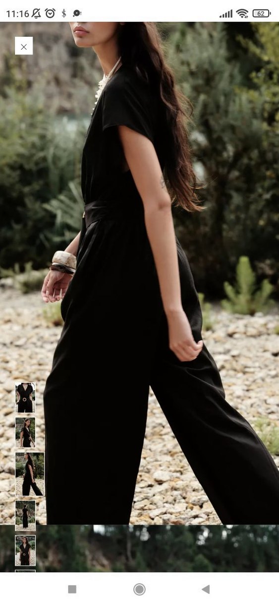 Siyah V Yaka Kemerli Kadın Tulum - Görsel 4