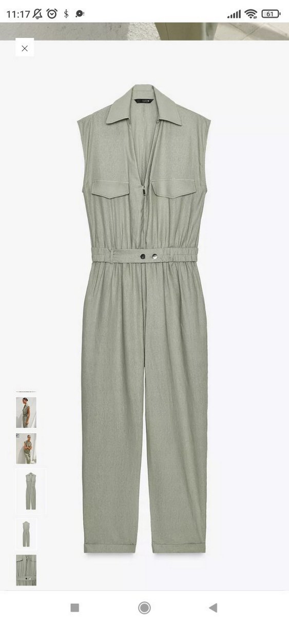 Bej Kemerli Kolsuz Midi Keten Tulum - Görsel 5