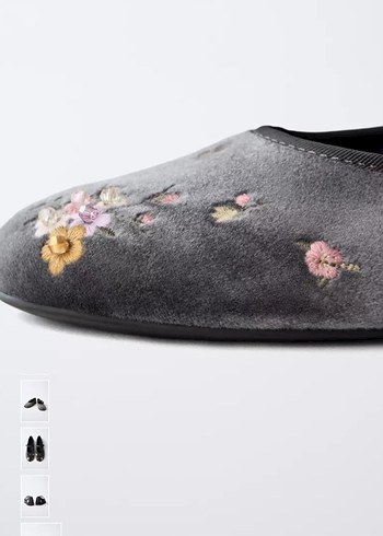 Gri Nakışlı Kadın Dolgu Topuklu Babet - Görsel 7