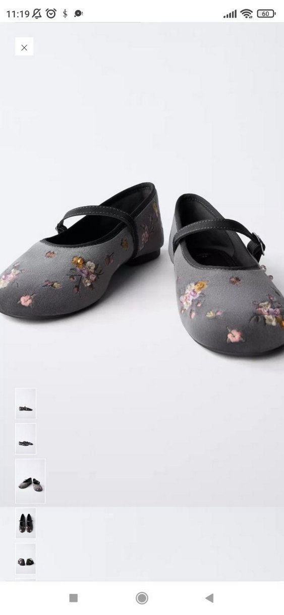 Gri Nakışlı Kadın Dolgu Topuklu Babet - Görsel 3