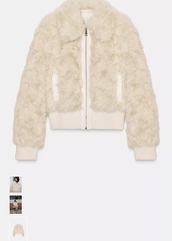 Bej Peluş Detaylı Midi Kadın Kürk Ceket - Görsel 3