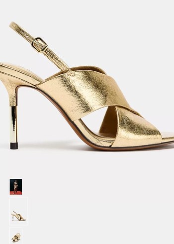 Altın Renkli Deri Stiletto Topuklu Kadın Ayakkabı - Görsel 2