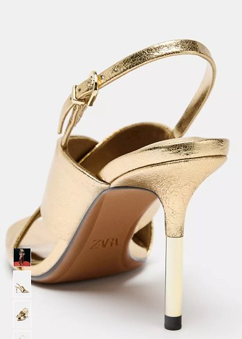 Altın Renkli Deri Stiletto Topuklu Kadın Ayakkabı - Görsel 5