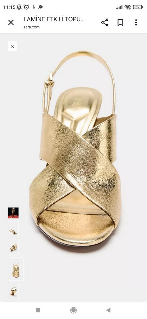 Altın Renkli Deri Stiletto Topuklu Kadın Ayakkabı - Görsel 3