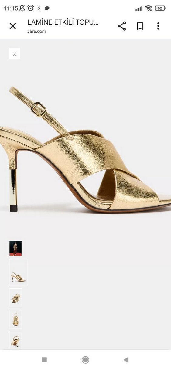 Altın Renkli Deri Stiletto Topuklu Kadın Ayakkabı - Görsel 2